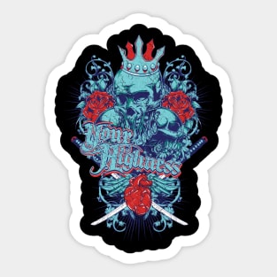 skull with crown and heart Sticker